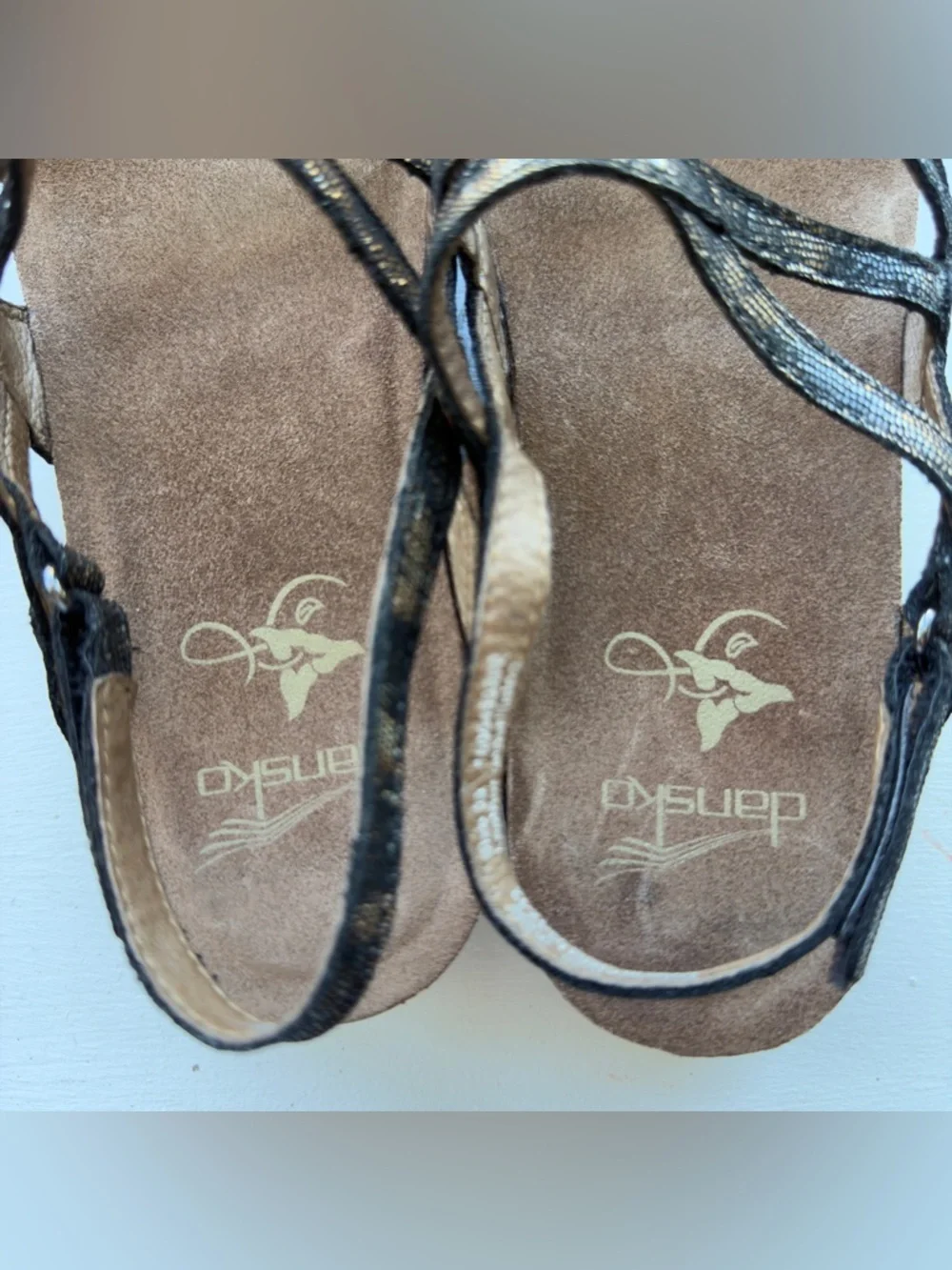 Dansko Black Metallic Strappy Sandals